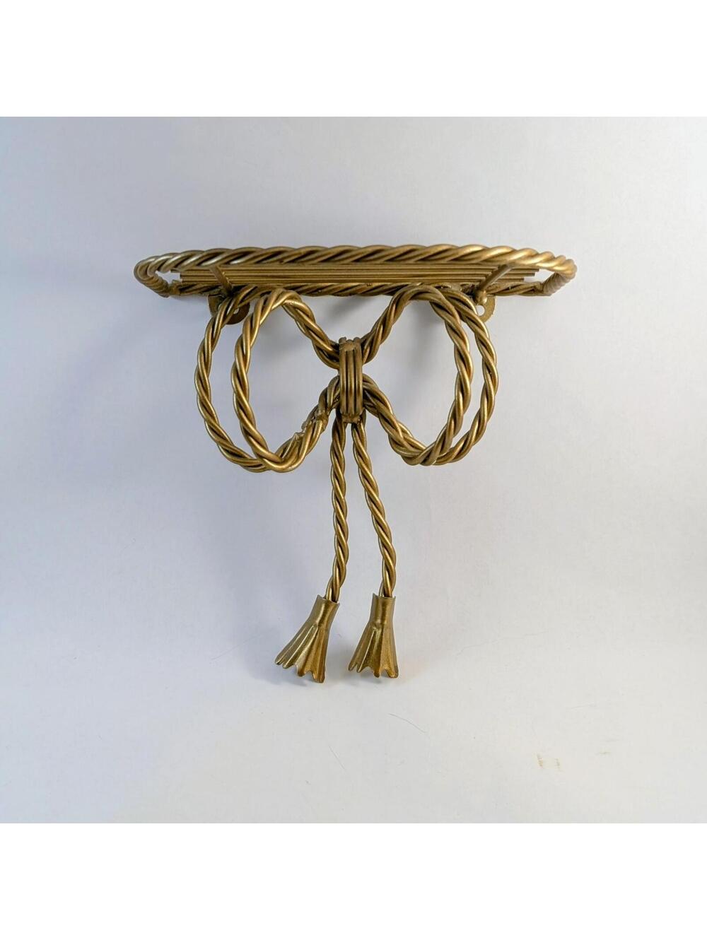 Homco Gold-tone Metal Twisted Rope Bow Wall Shelf